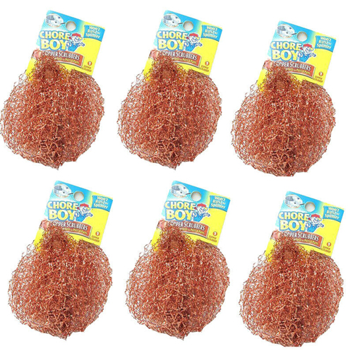 Chore Boy Pure Copper Scrubbers, Won't Rust, Pack of 6